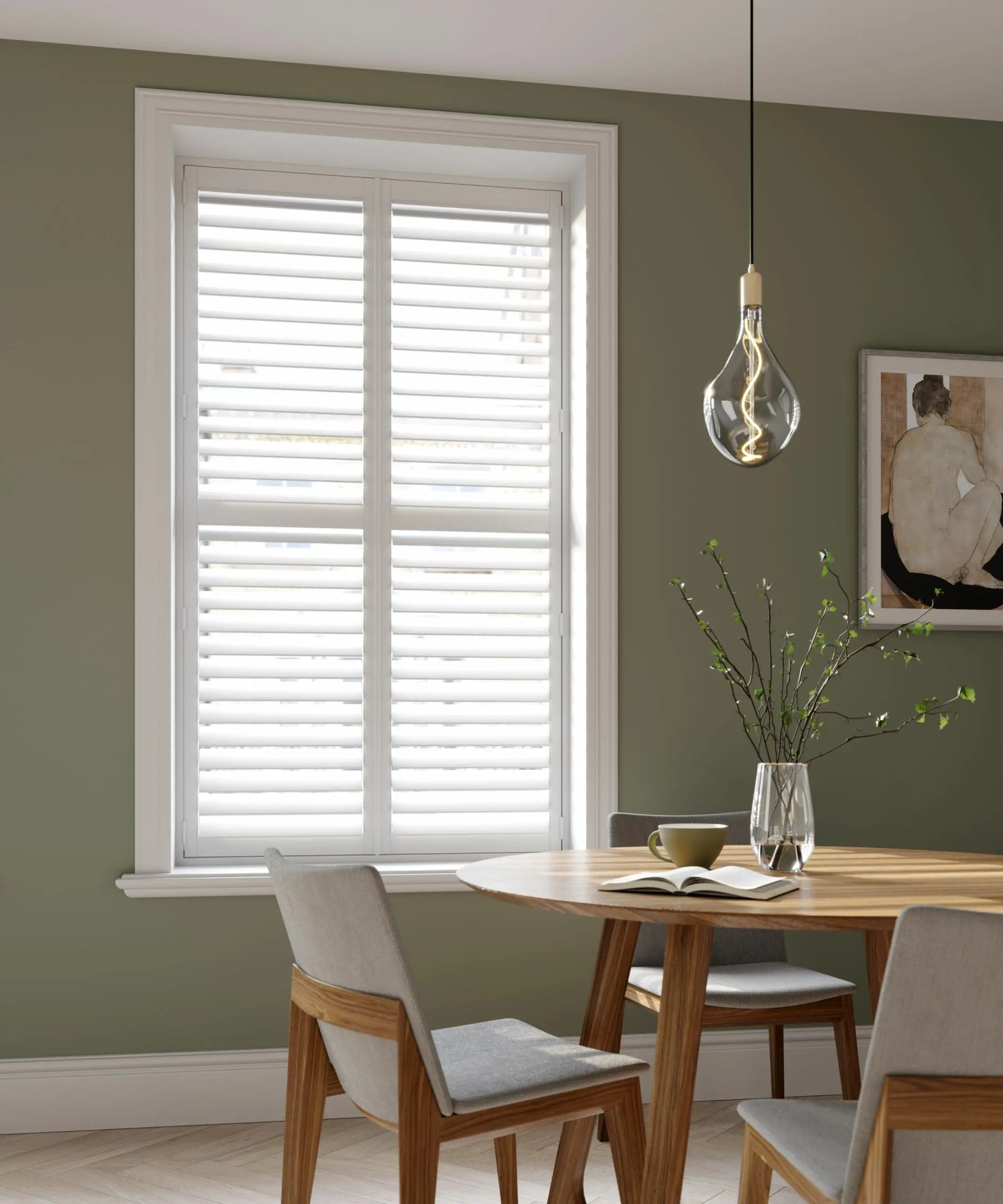 white dining room shutters