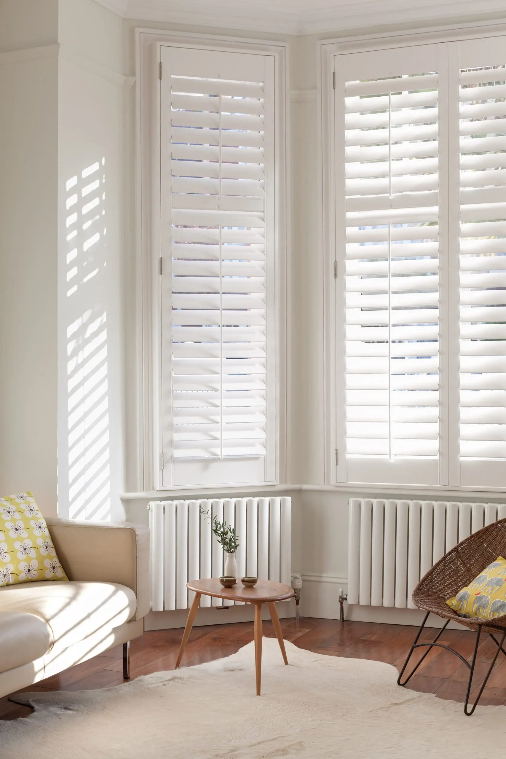 full height shutters in a living room 
