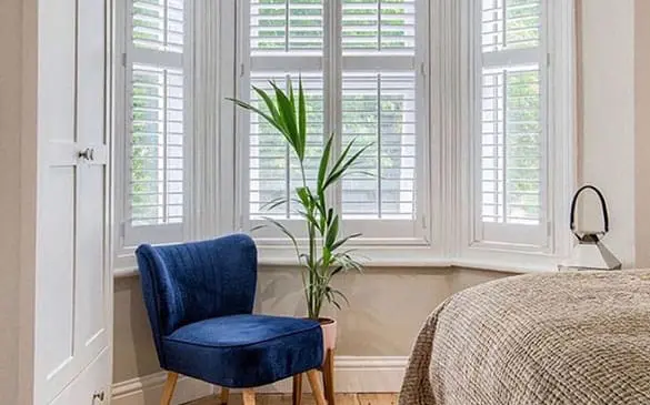 white bay window shutters