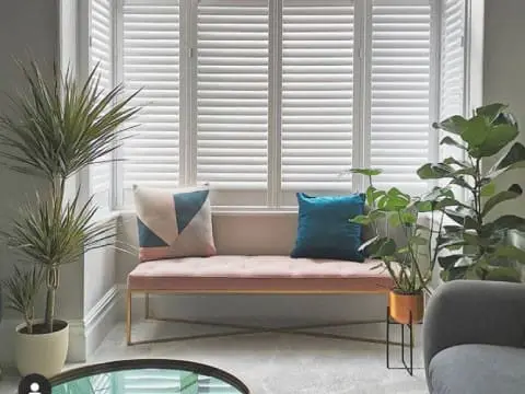 white full height living room shutters