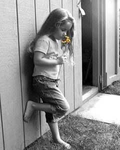 girl holding flowers