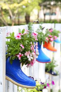 Flowers in wellies