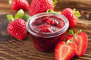 homemade strawberry jam in pot