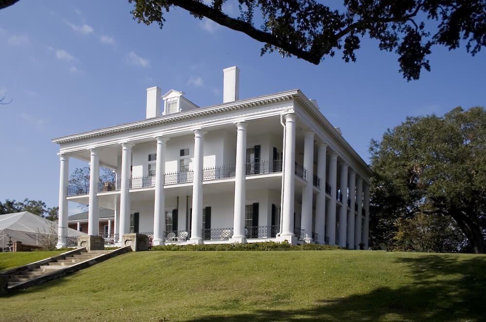 white building on hill