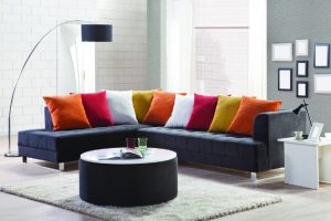 sofa with colourful cushions