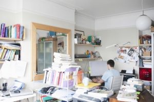 cluttered room