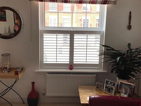 white cafe style shutters