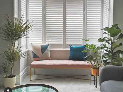 white full height living room shutters