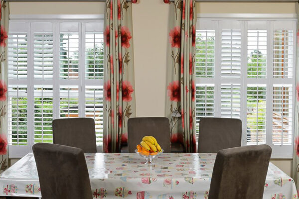 Dining room shutters combined with curtains